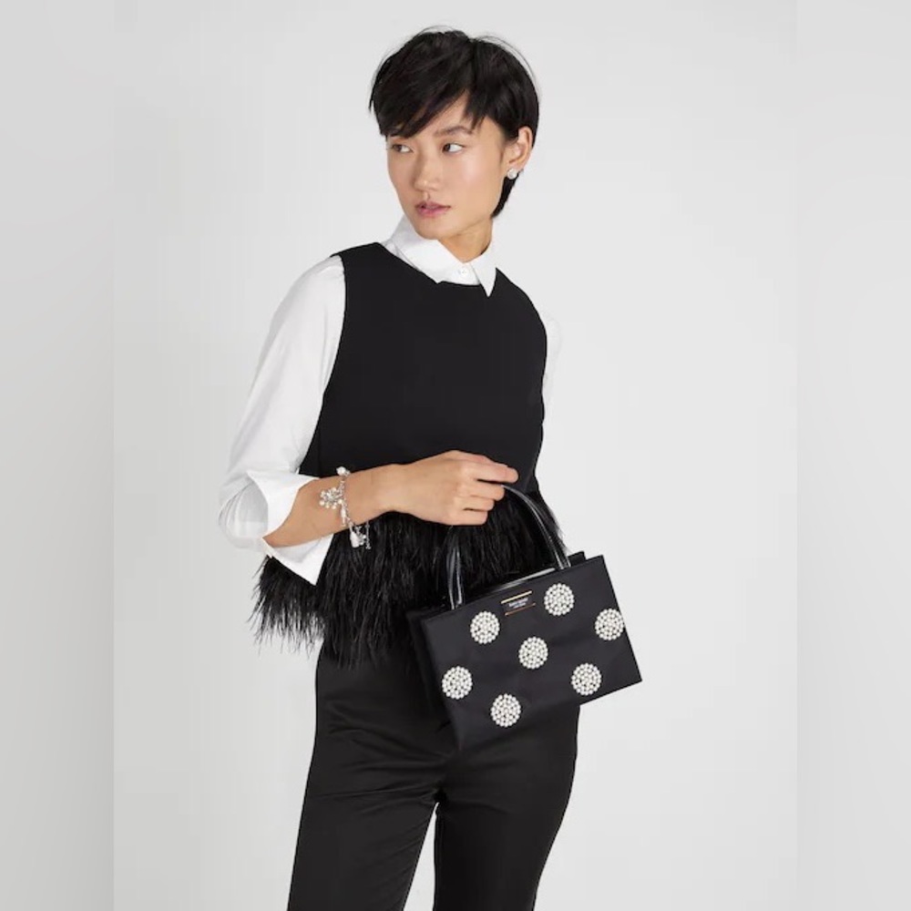 Kate Spade Sam Icon Pearl Embellished Nylon Small Tote